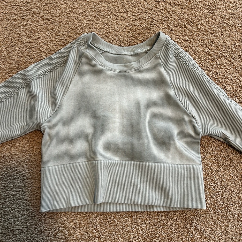 Grey athletic long sleeve aerie crop top size small